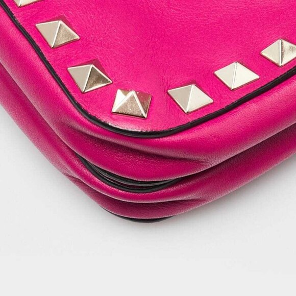 Valentino Fuchsia Leather Rockstud Double Zip Crossbody Bag - Picture 12 of 12